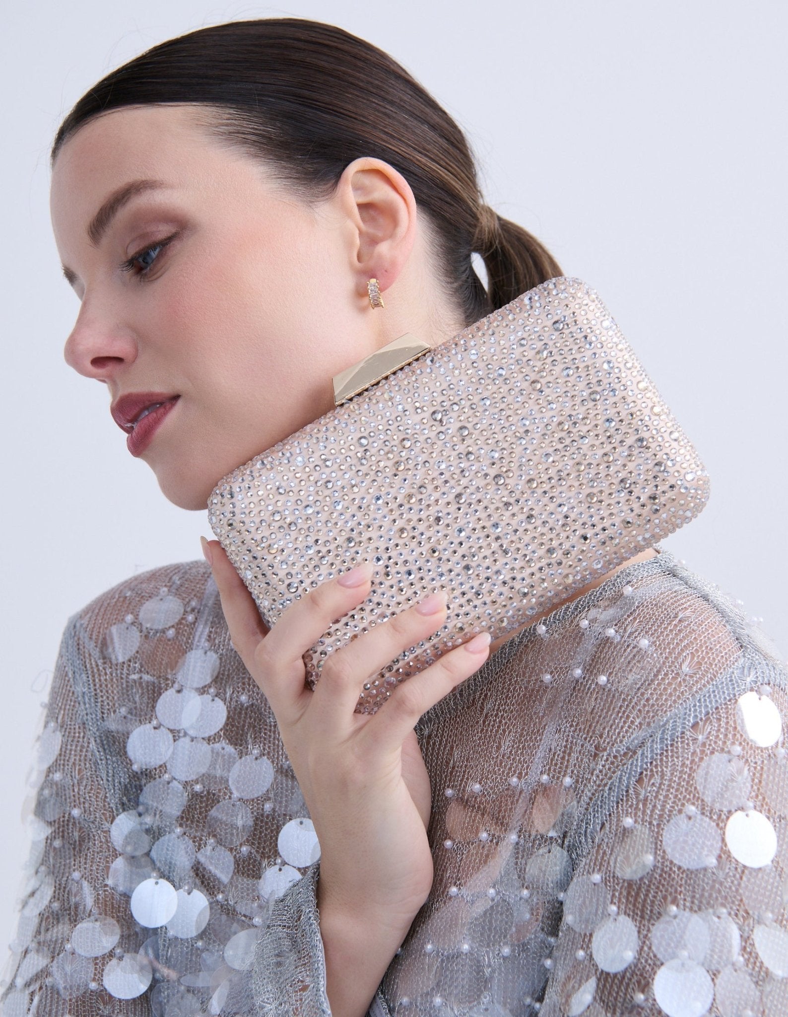 Lustre & Sage ENNA Crystal Satin Clutch Bag in Australia | One Honey Boutique
