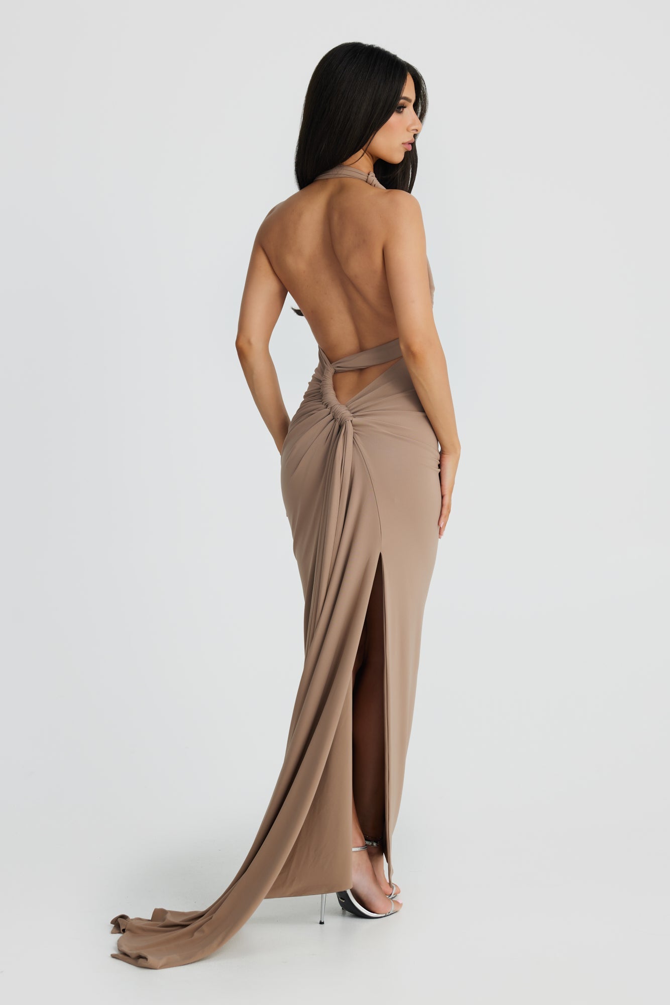 MÉLANI The Label IVANA Latte Multi Tie Fitted Formal Dress