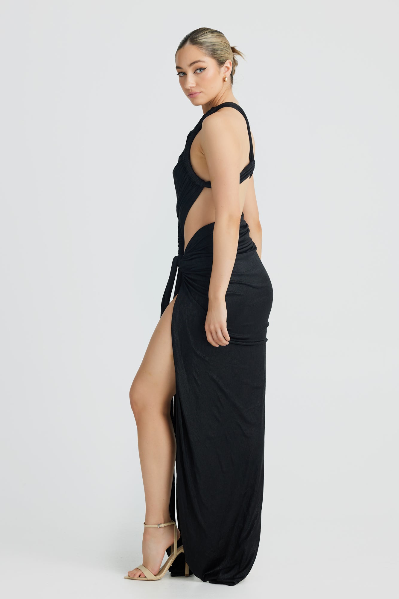 MÉLANI The Label APHRODITE Black Metallic One Shoulder Formal Dress