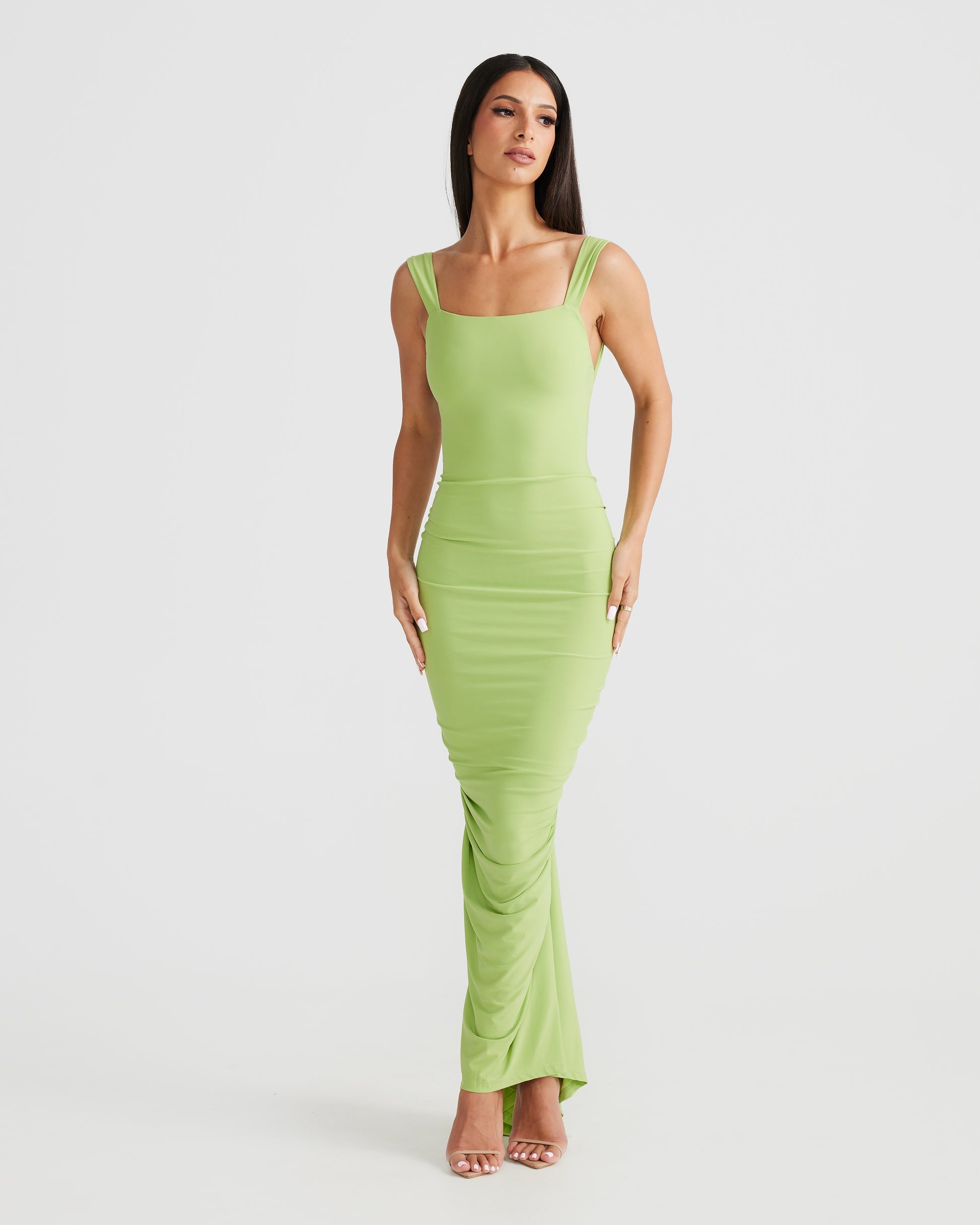 MÉLANI The Label SABIA Lime Ruched Bum Backless Dress