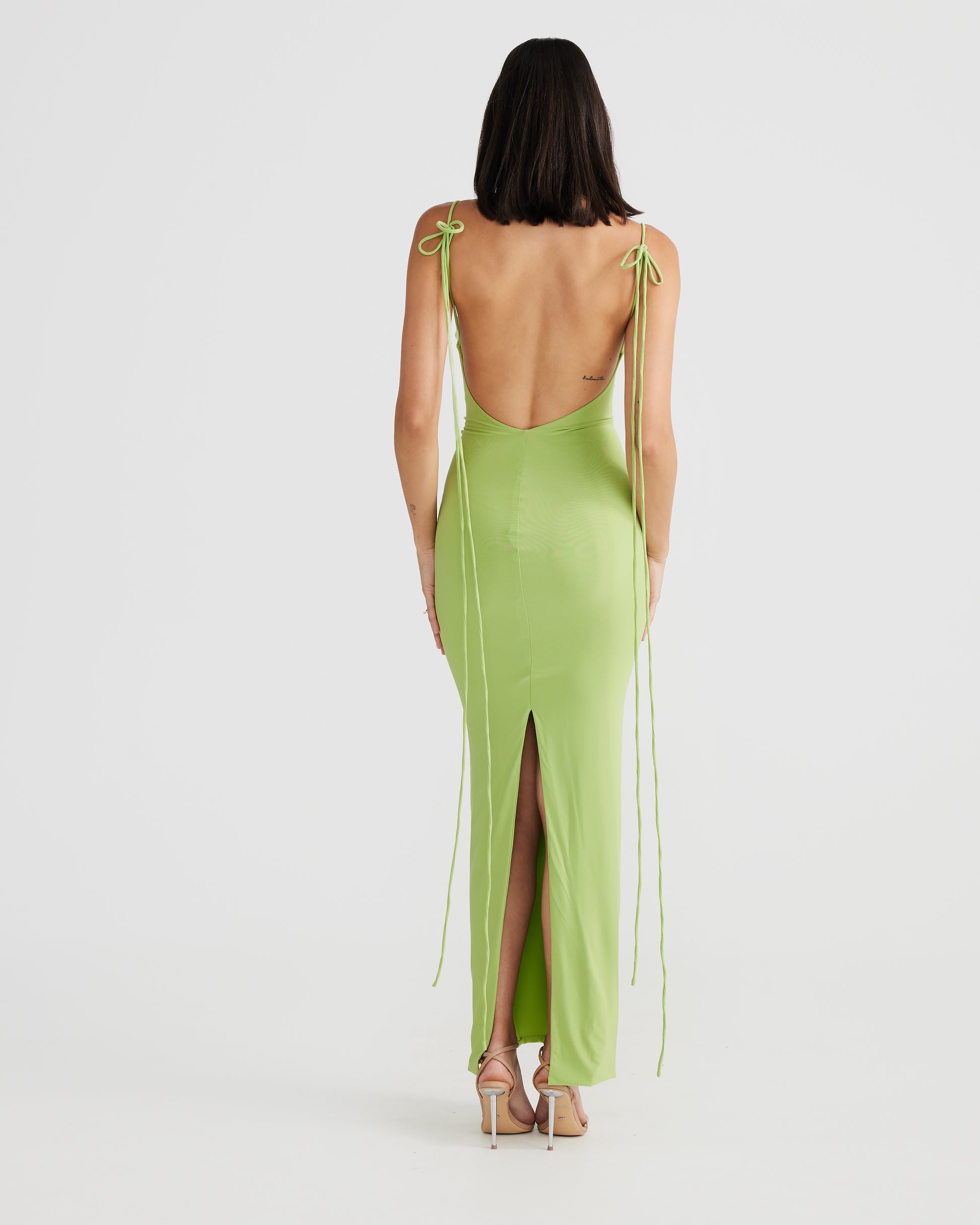 MÉLANI The Label NATALI Lime Backless Dress