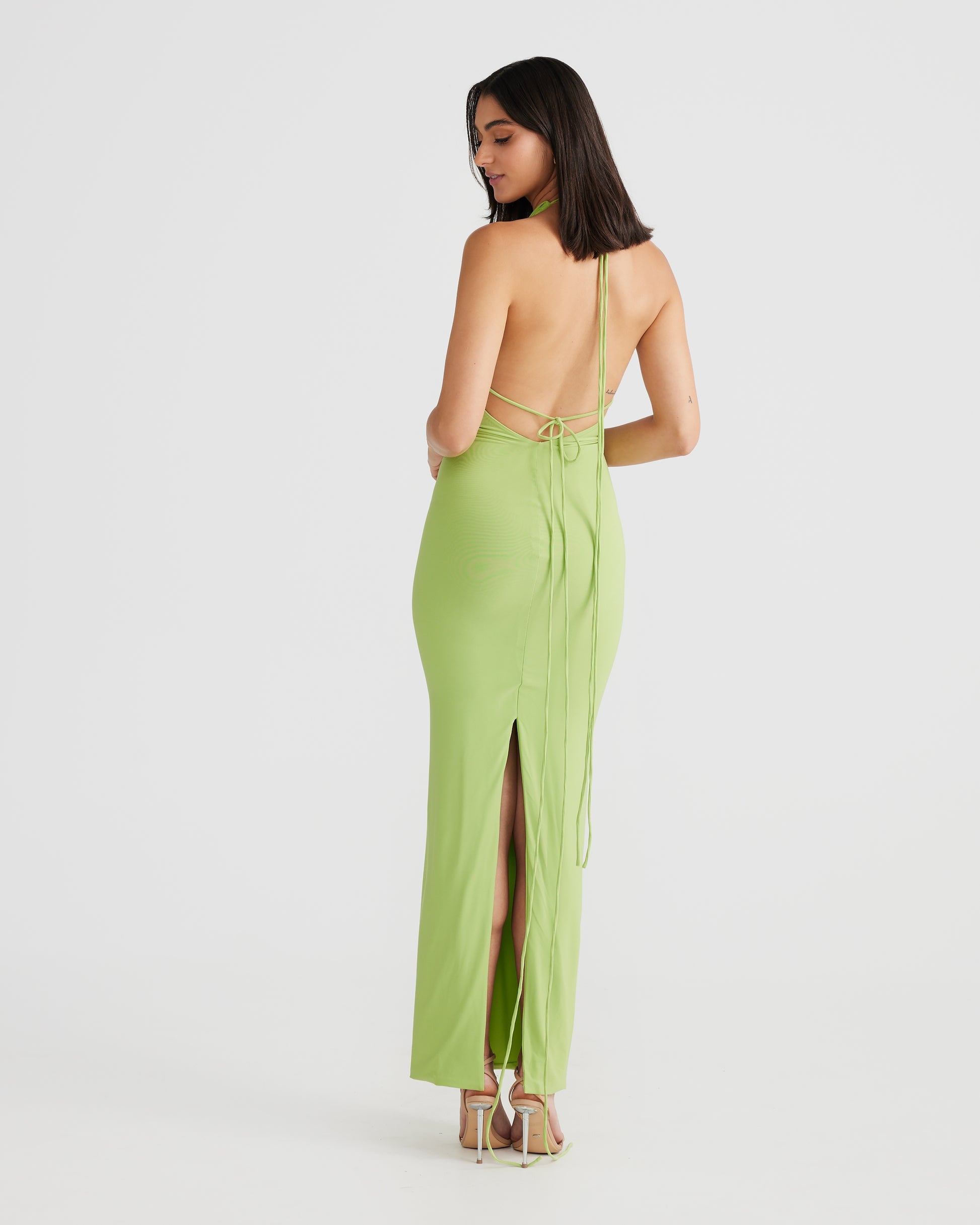 MÉLANI The Label NATALI Lime Backless Dress