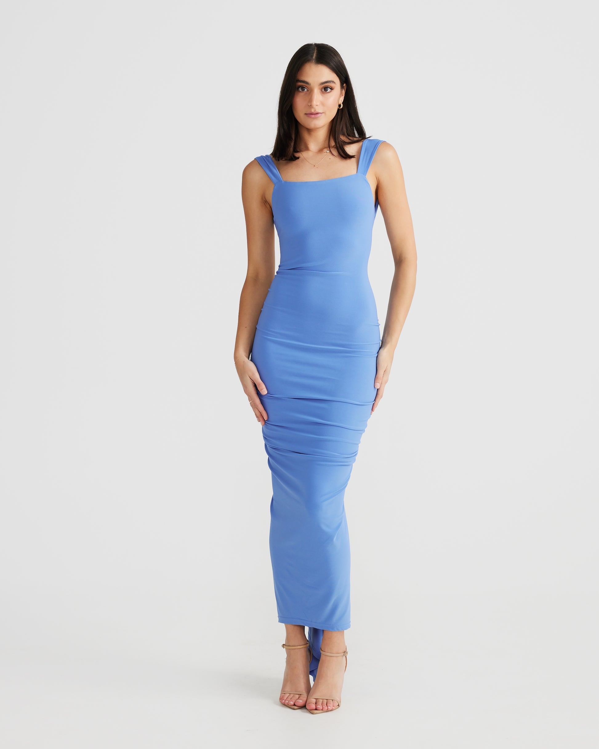 MÉLANI The Label SABIA Ocean Blue Ruched Bum Backless Dress