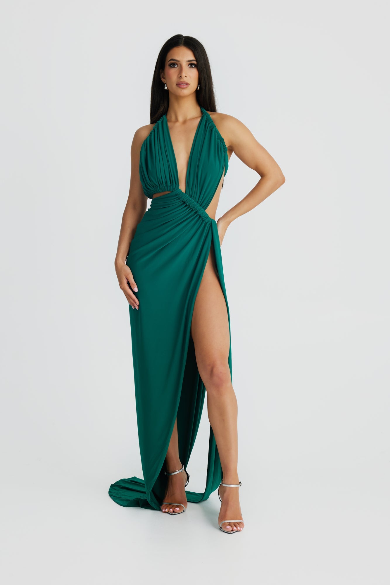 MÉLANI The Label KAILANI Emerald Cut Out Leg Split Form Fitted Dress