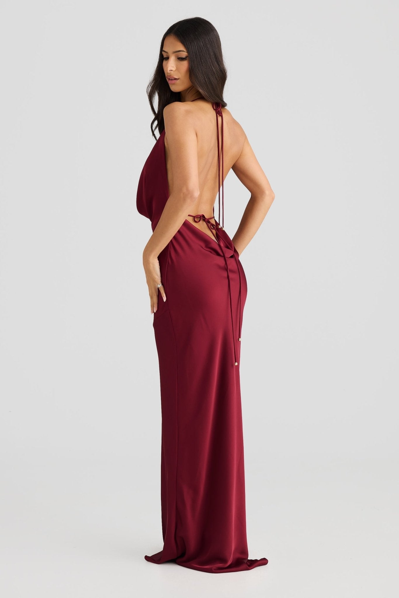 MÉLANI The Label JOSEFINA Low Back Rose Feature Halter Dress in Australia | One Honey Boutique