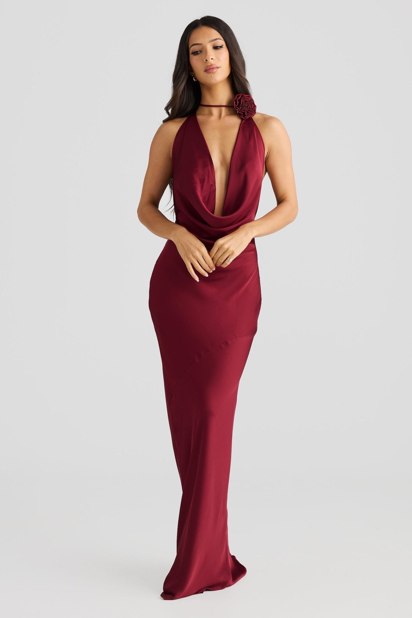 MÉLANI The Label JOSEFINA Low Back Rose Feature Halter Dress in Australia | One Honey Boutique
