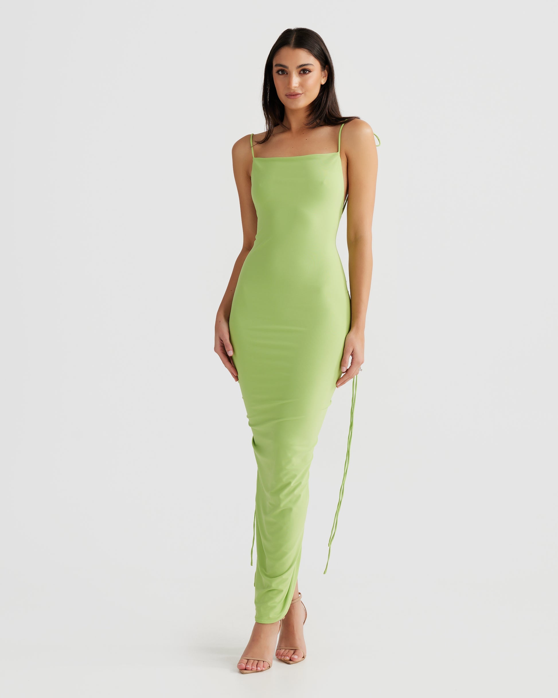 MÉLANI The Label CLEO Lime Bum Ruched Backless Dress