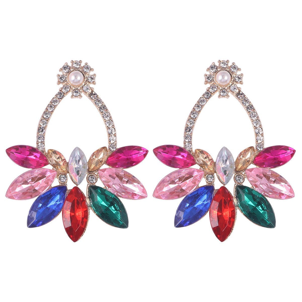 Multi Colour Crystal Statement Earrings in Australia | One Honey Boutique