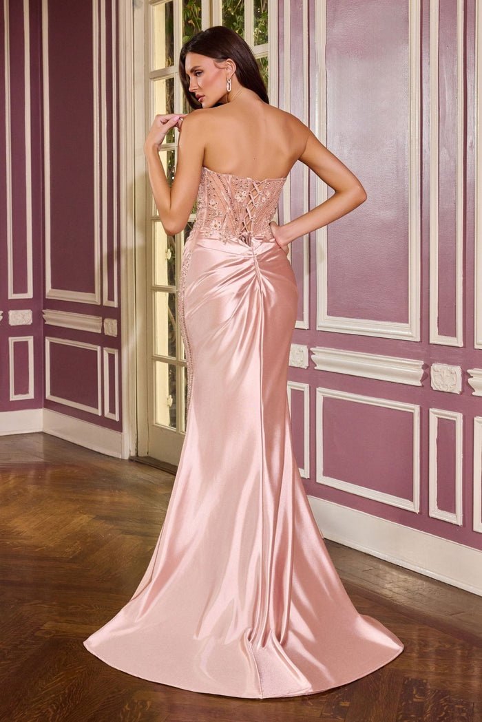 NELANI Sweetheart Beaded Corset Satin Fitted Prom & Formal Dress in Australia | One Honey Boutique