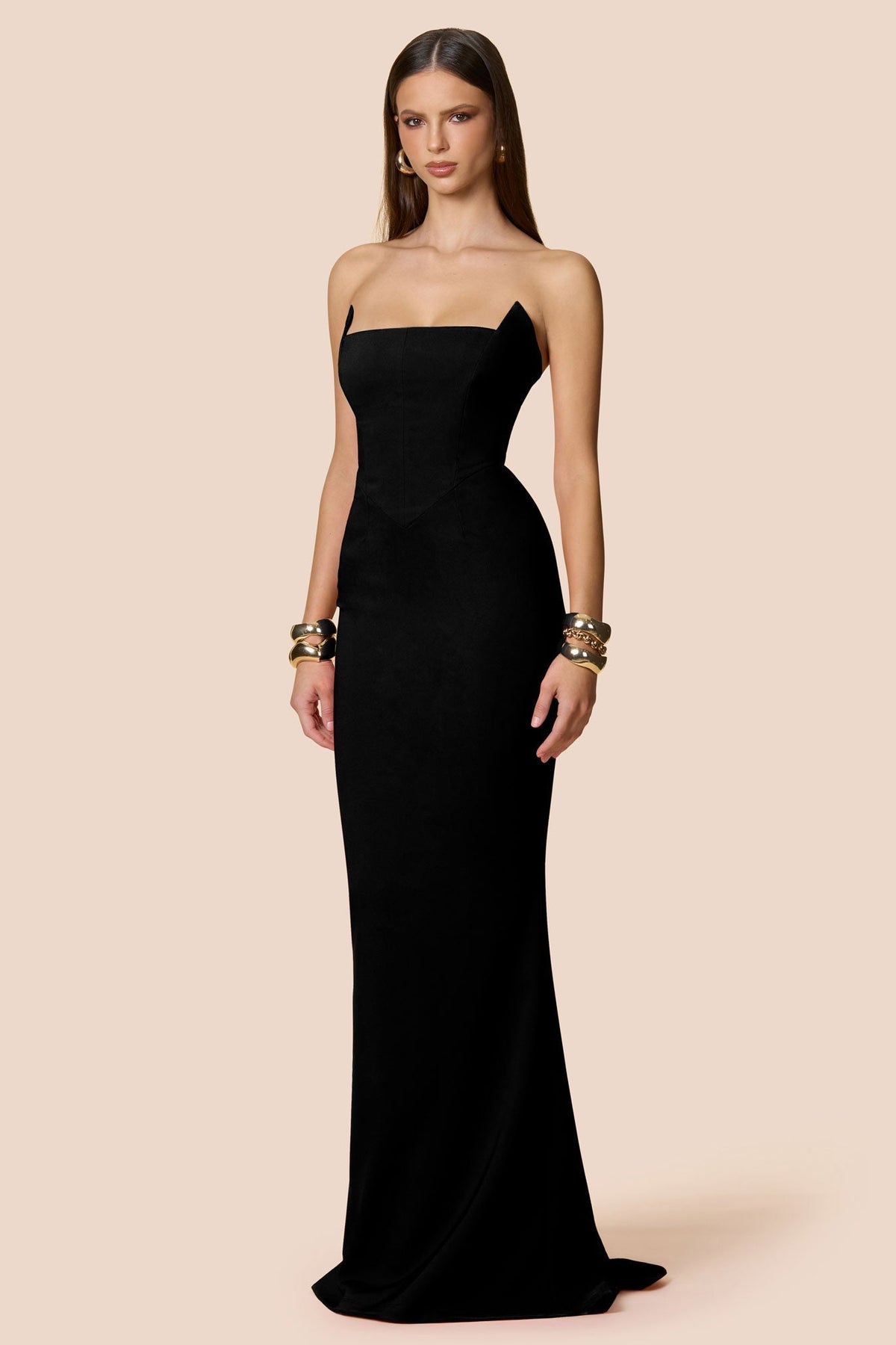 NOOKIE AAILYAH Strapless Structured Semi Formal Gown