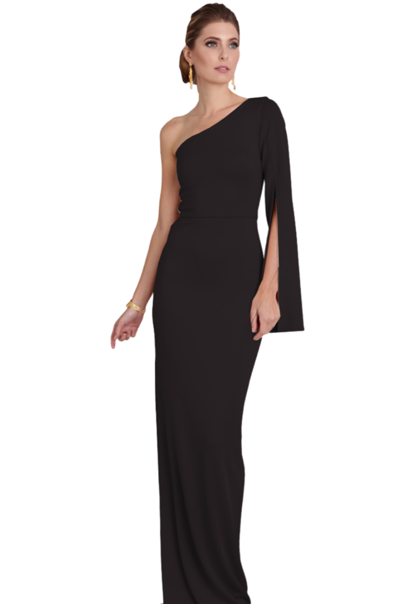 Pia Gladys Perey NORLIN Silk Jersey Asymmetric Long Sleeve Mermaid Dress