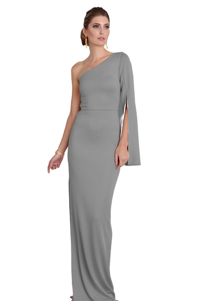 Pia Gladys Perey NORLIN Silk Jersey Asymmetric Long Sleeve Mermaid Dress