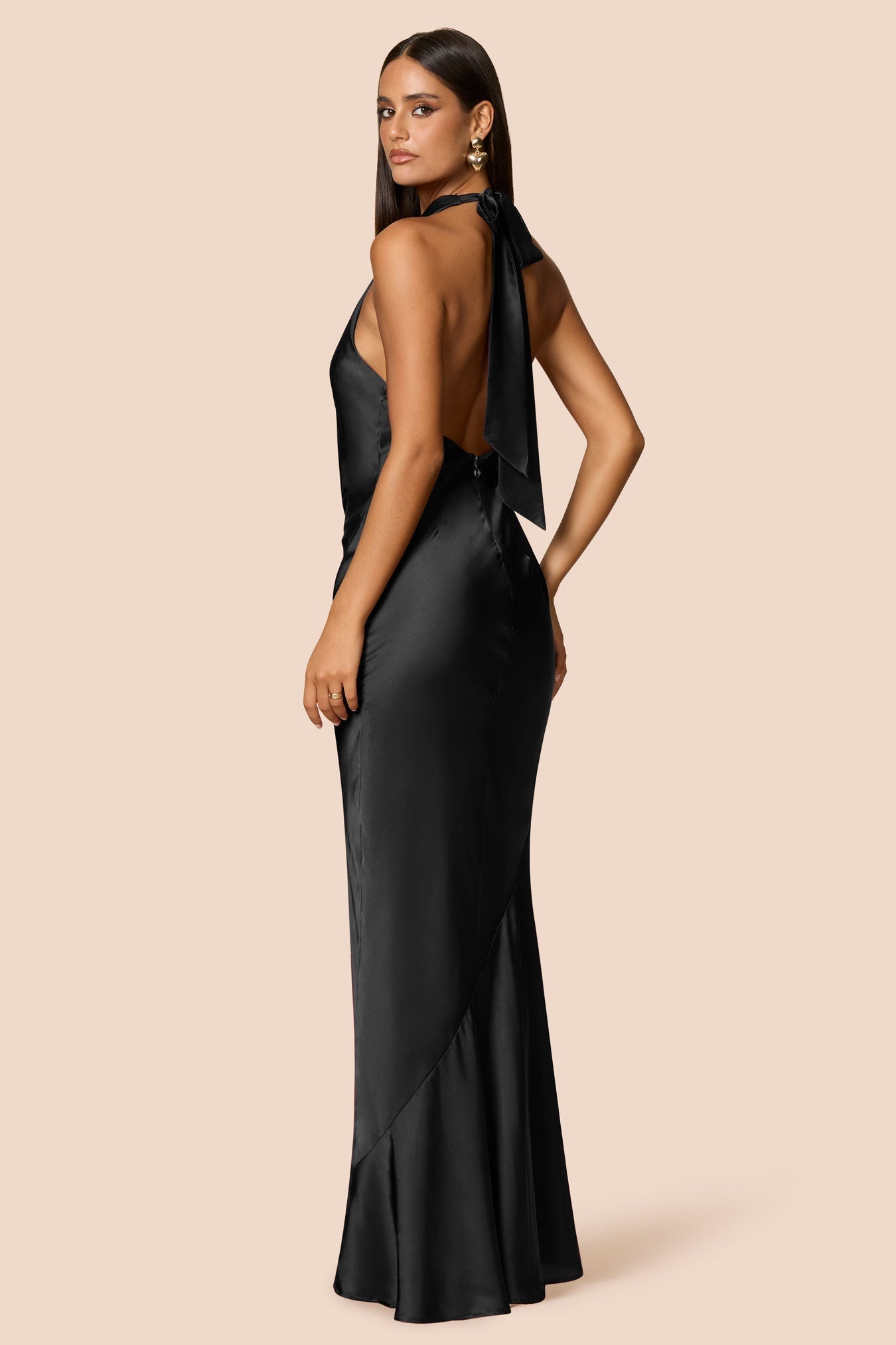NOOKIE PENELOPE Satin Halterneck Semi Formal Gown