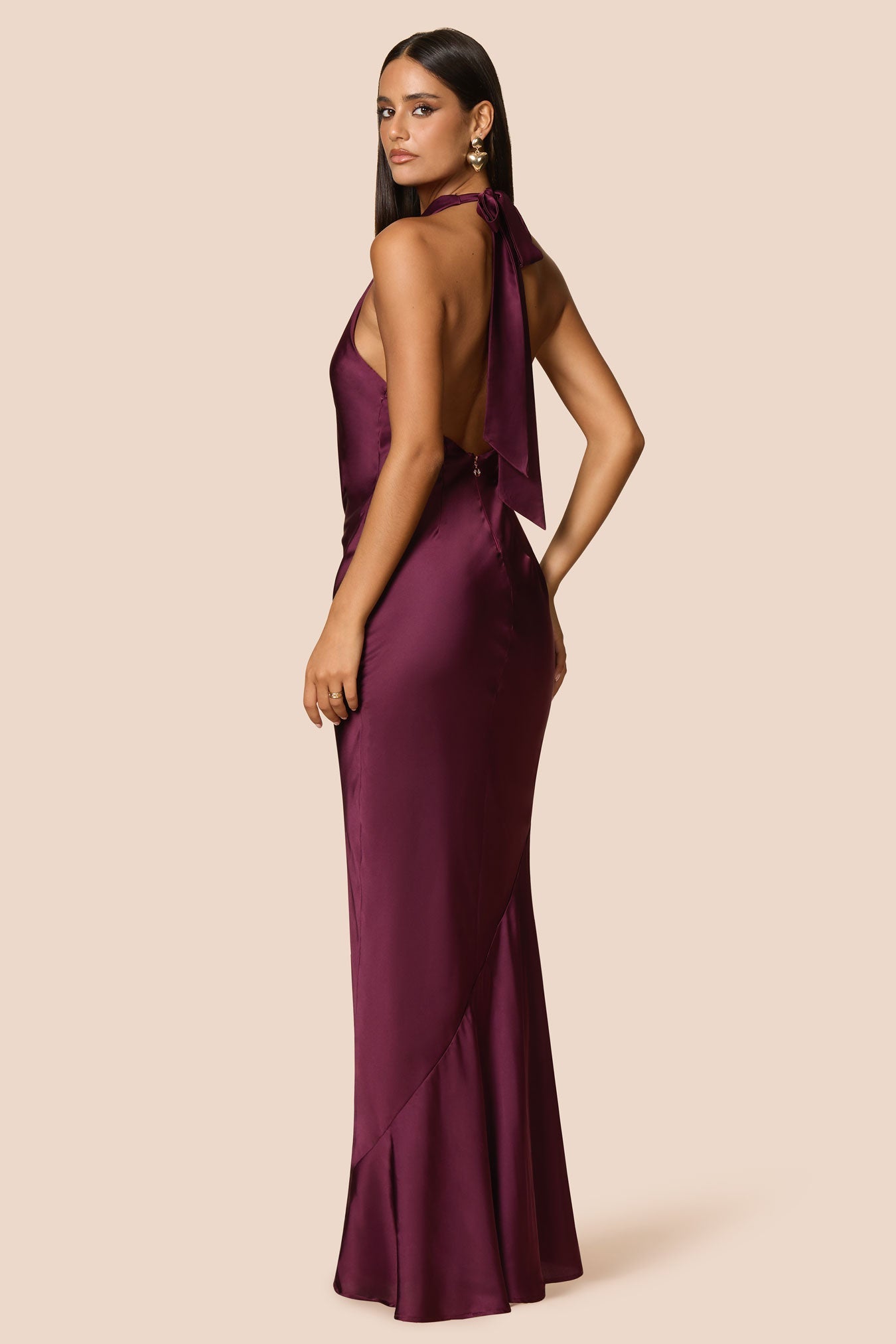 NOOKIE PENELOPE Satin Halterneck Semi Formal Gown