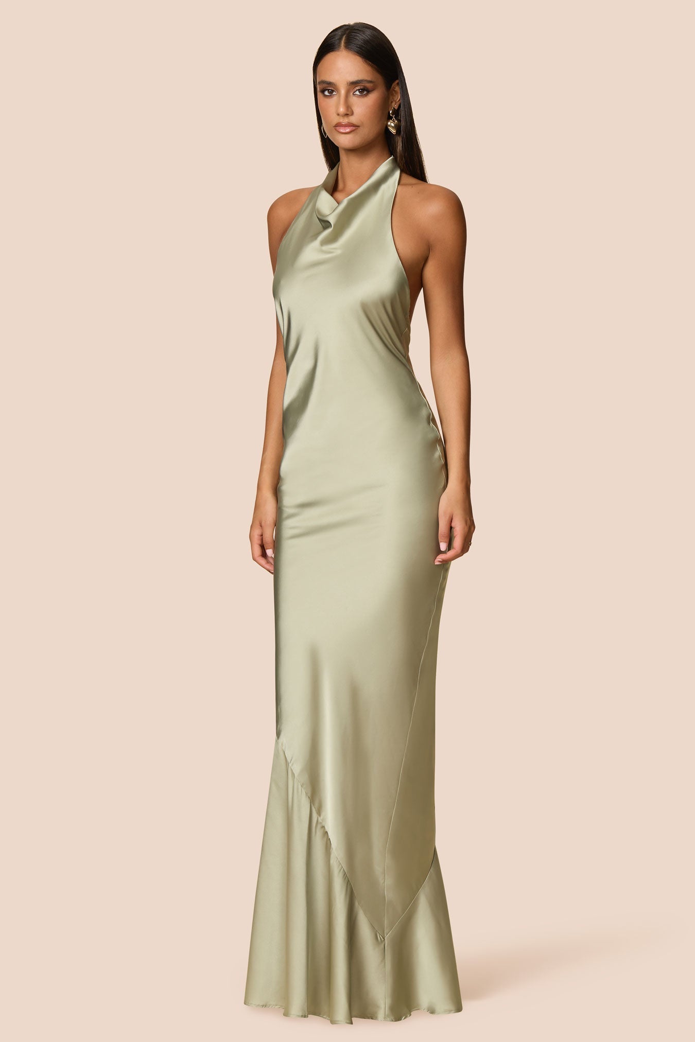 NOOKIE PENELOPE Satin Halterneck Semi Formal Gown