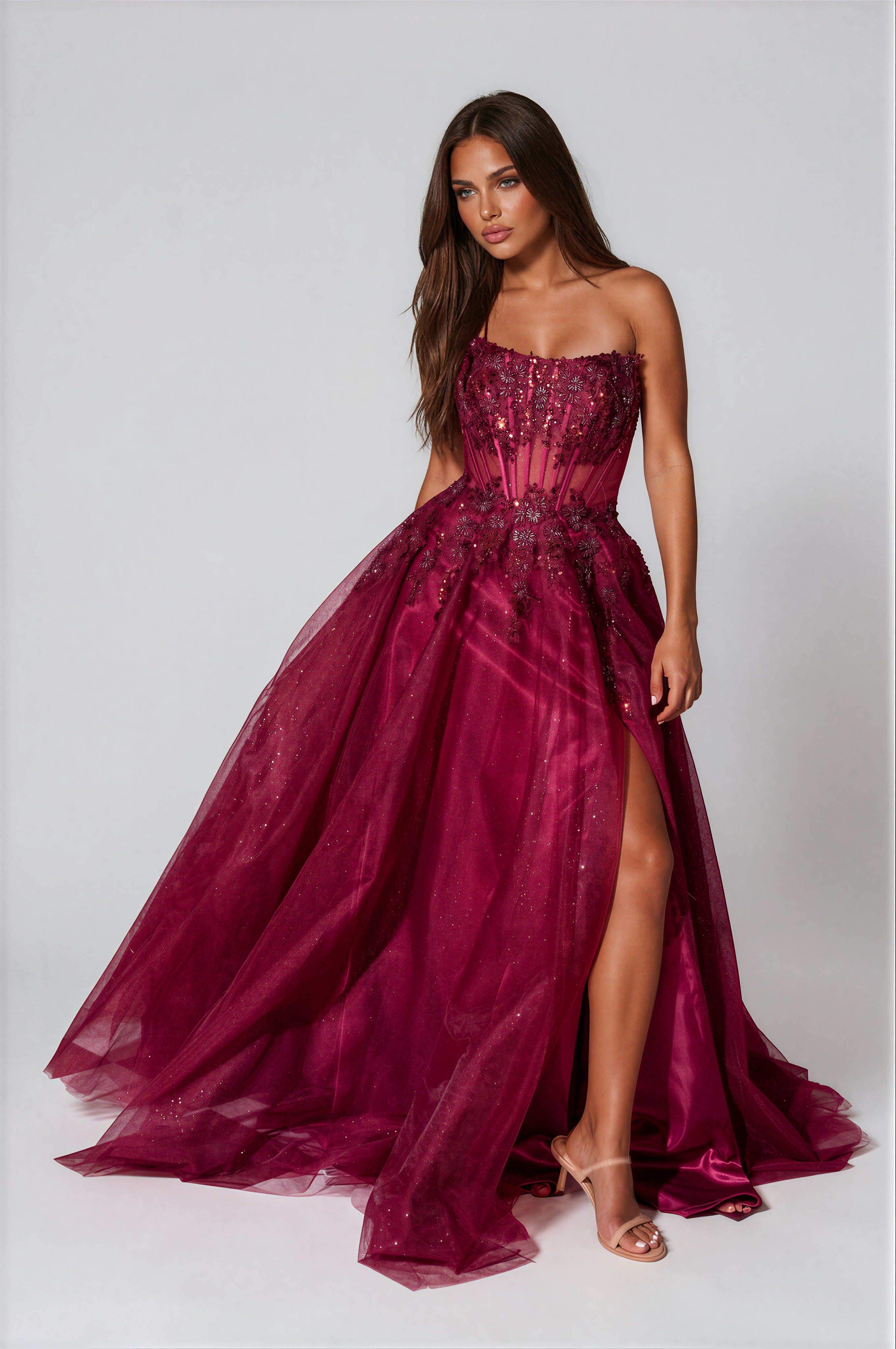 PRESILA Strapless Floral Print A-Line Prom & Formal Dress in Australia | One Honey Boutique