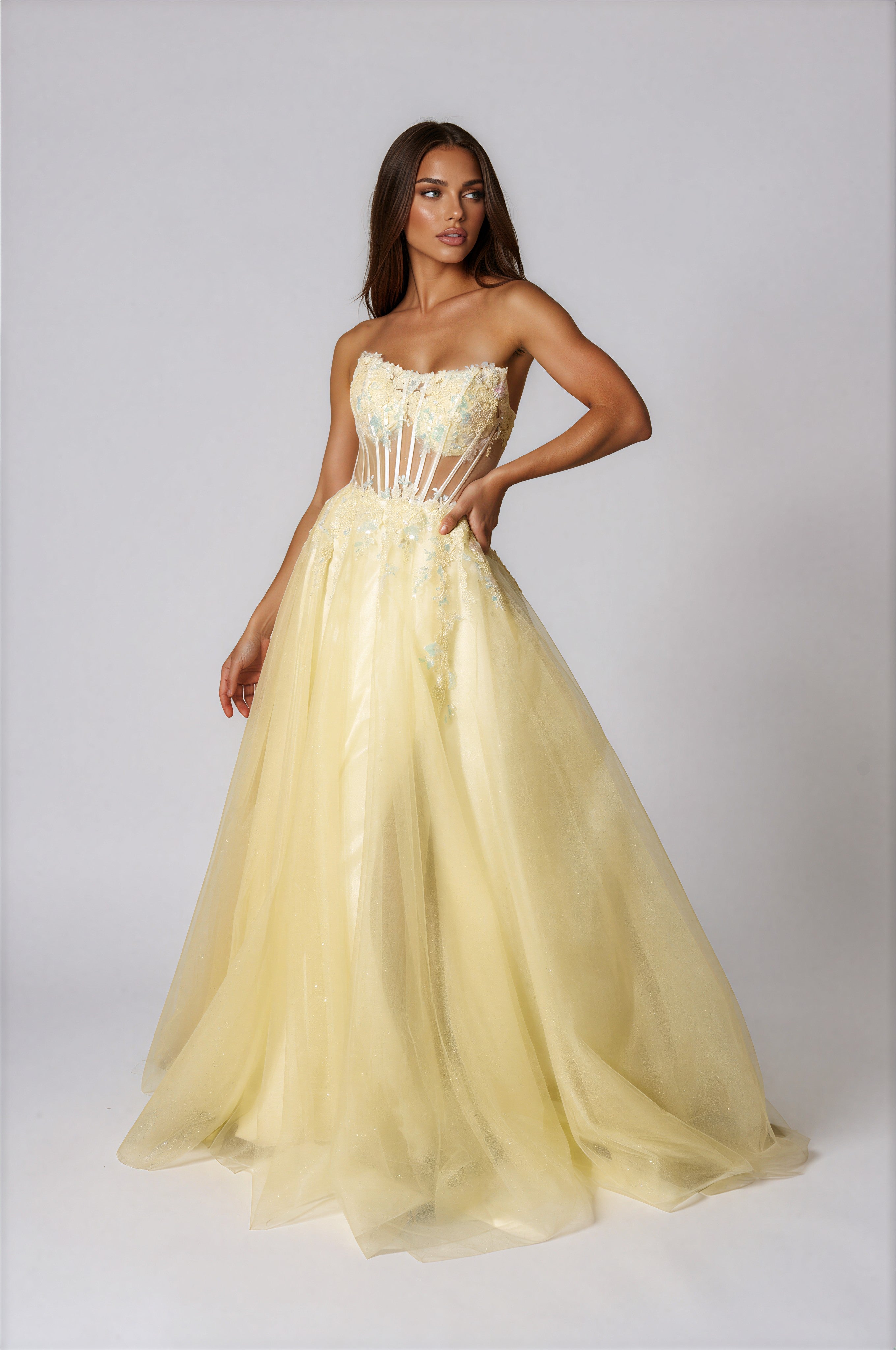 PRESILA Strapless Floral Print A-Line Prom & Formal Dress in Australia | One Honey Boutique