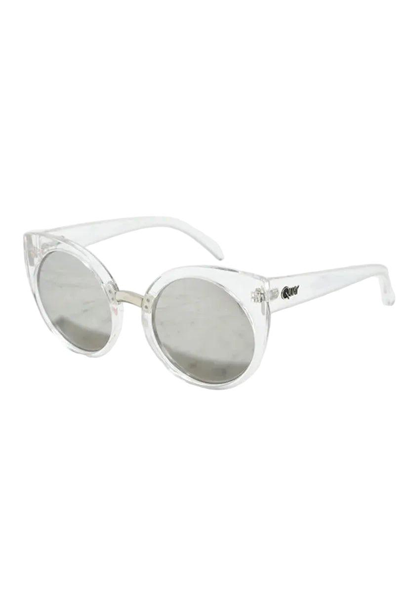 QUAY CHINA DOLL Clear Silver Mirror Oversized Cat Eye Sunglasses in Australia | One Honey Boutique