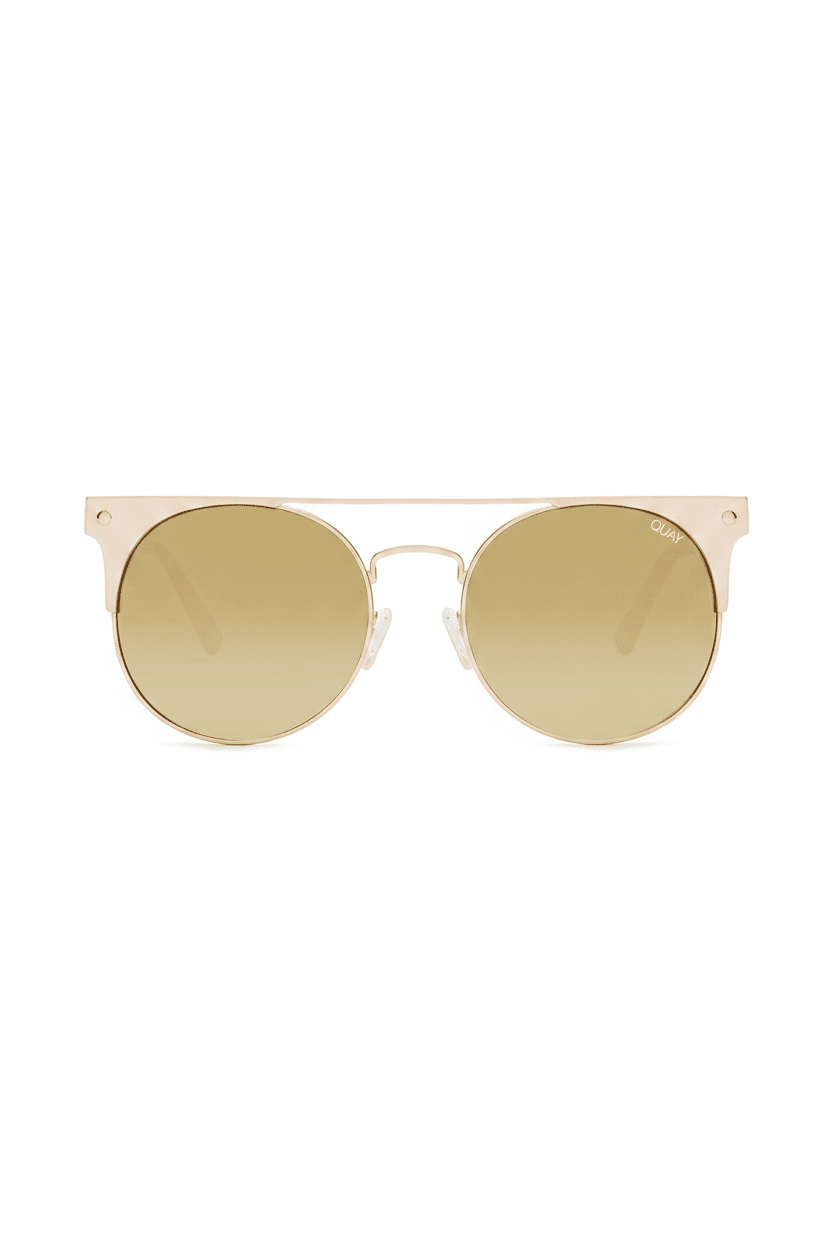 QUAY THE IN CROWD Gold Mirror Round Aviator Sunglasses in Australia | One Honey Boutique