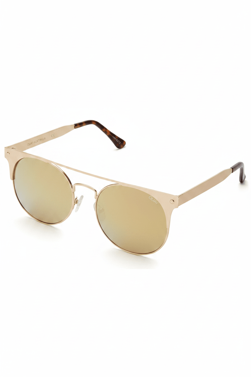 QUAY THE IN CROWD Gold Mirror Round Aviator Sunglasses in Australia | One Honey Boutique