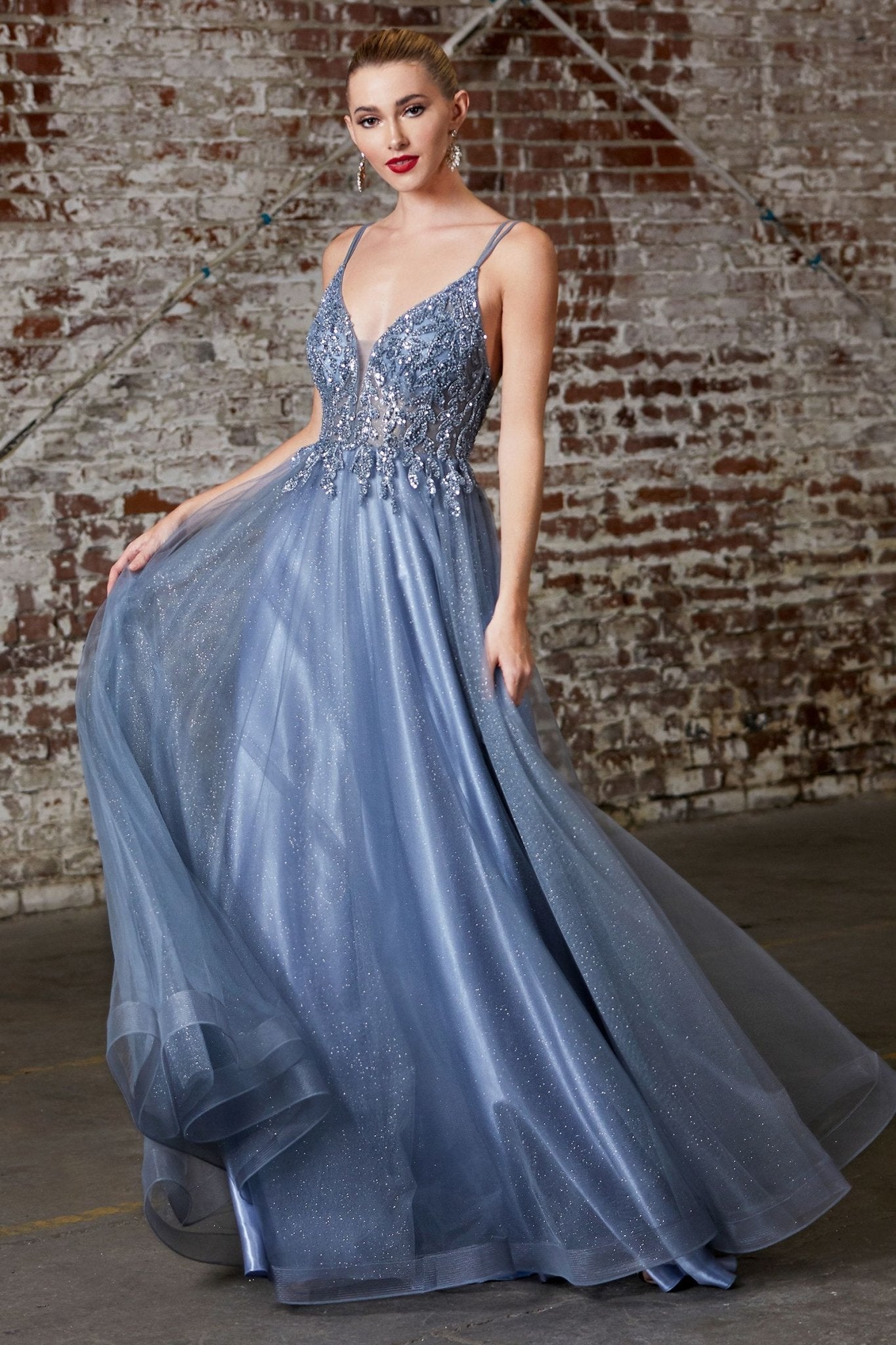 REAGAN Beaded Applique Tulle A Line Formal Dress in Australia | One Honey Boutique