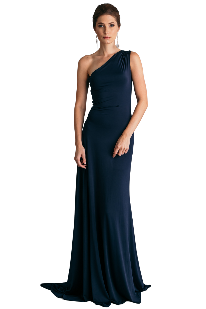 Pia Gladys Perey RISSA Silk Jersey Asymmetric One Shoulder Bridesmaid Dress