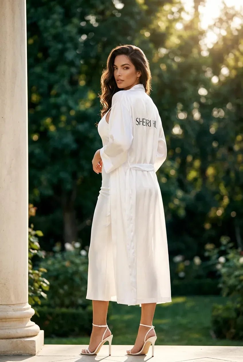 SHERRI HILL White Silky Prom Day Dressing Gown in Australia | One Honey Boutique