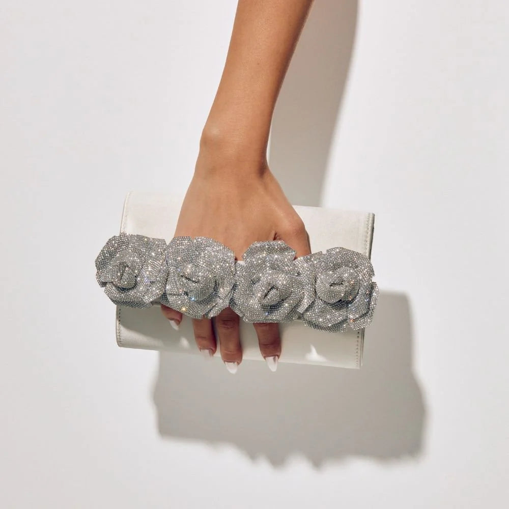 Olga Berg STELLA Rosette Clutch Bag