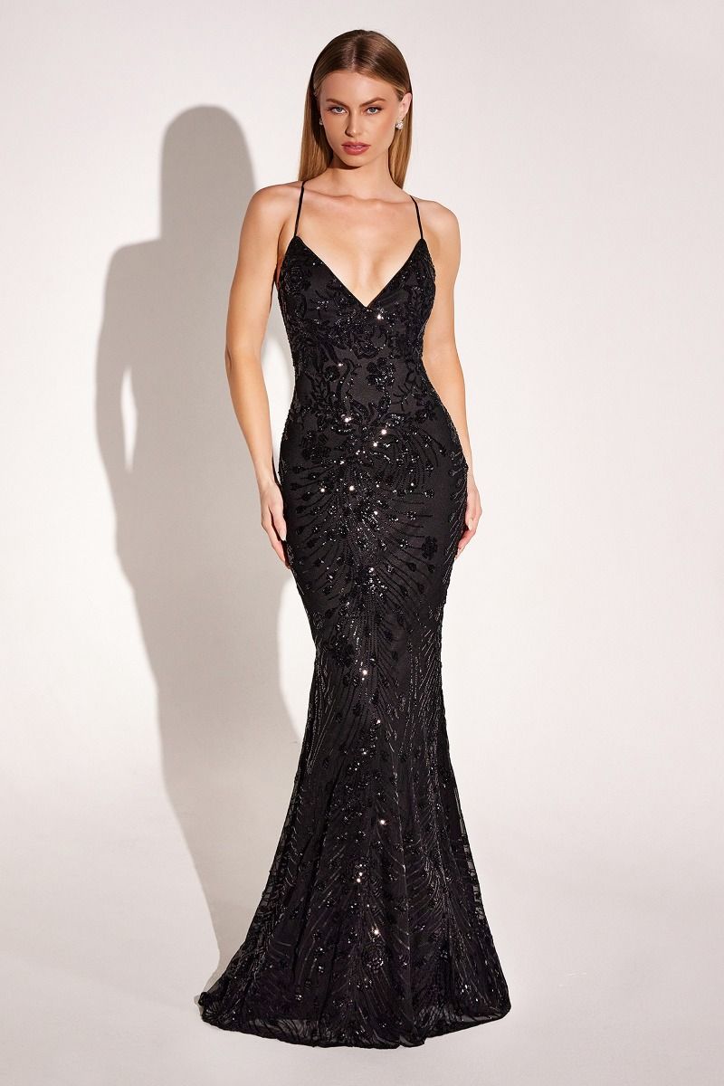KIA Low Back V Front Sequin Prom & Formal Dress
