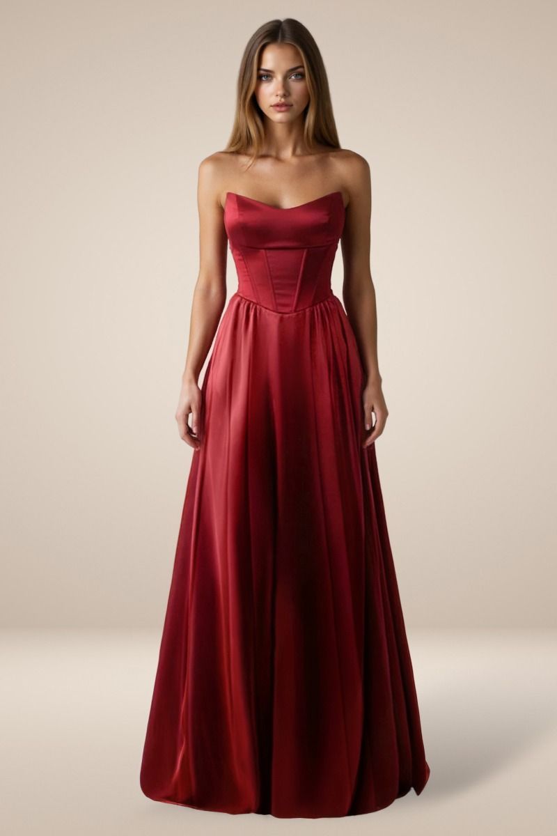KAMILA Silky Strapless Corset Prom & Semi Formal Dress