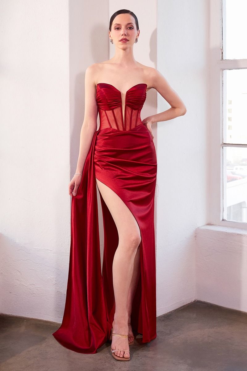 FINAA Bustier Corset Mesh Feature Prom & Semi Formal Dress