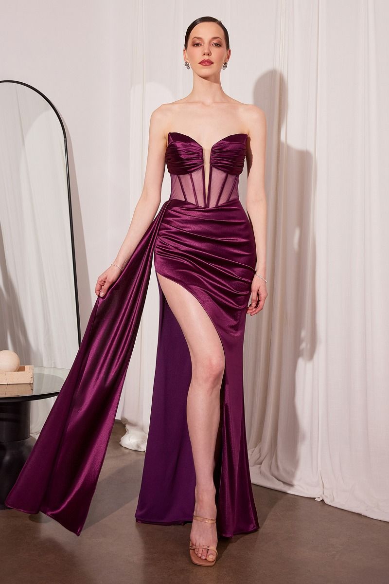 FINAA Bustier Corset Mesh Feature Prom & Semi Formal Dress
