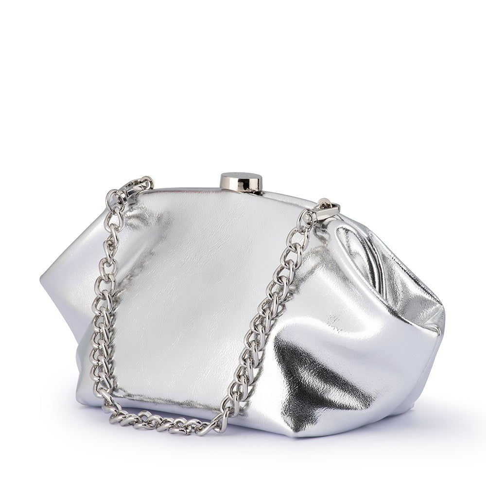 Olga Berg Tally Metallic Clutch Bag