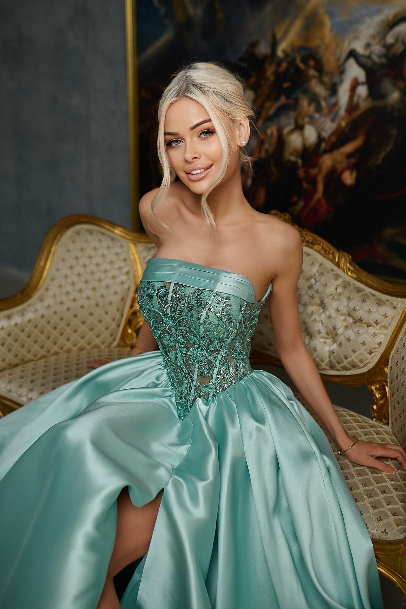 TINA HOLLY TE706 VALERIE Mikado Corset Ball Gown Formal Dress in Australia | One Honey Boutique