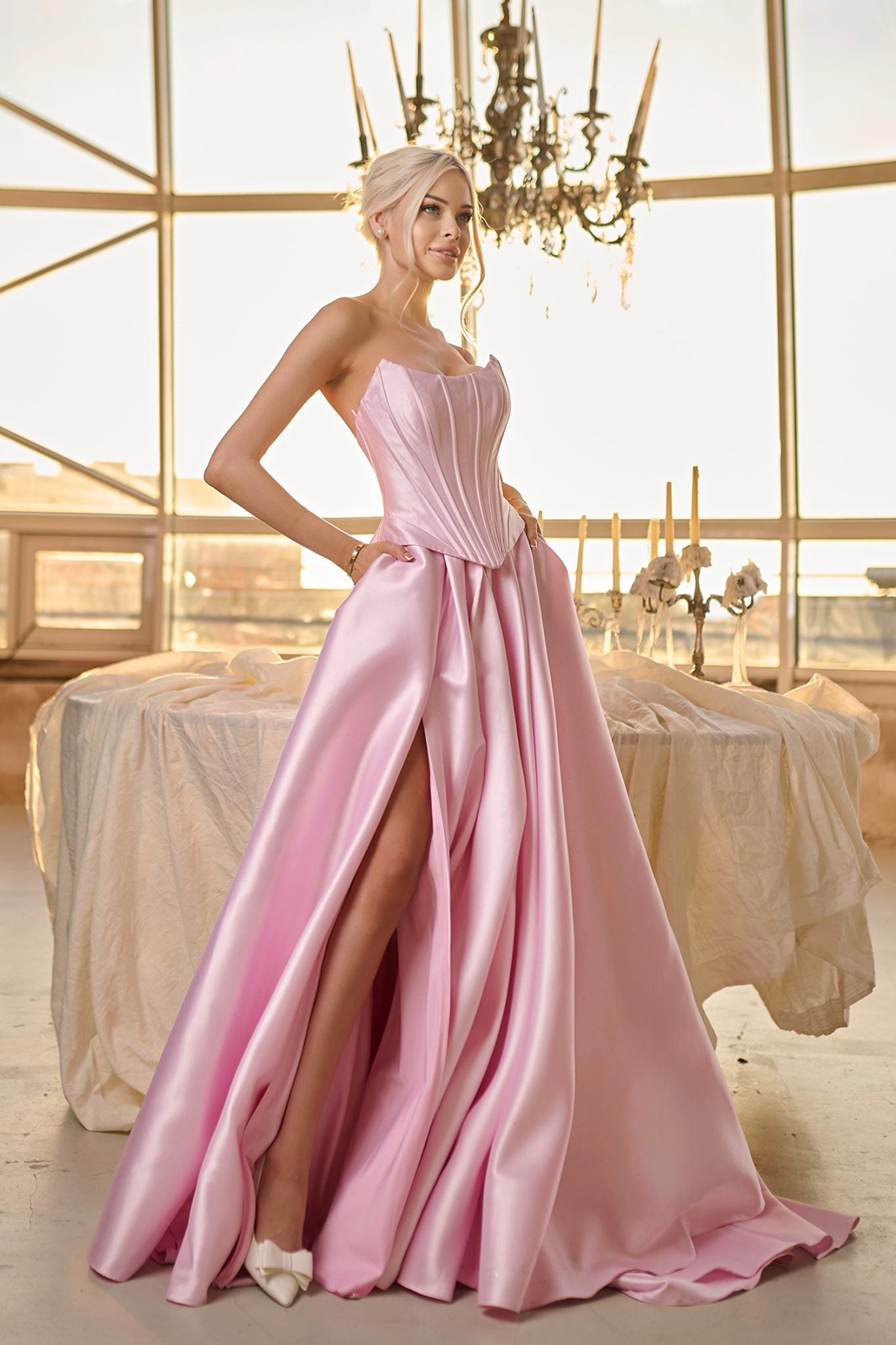 Tina Holly TK804 Lunara Mikado A-Line Dress One Honey Baby Blue / 12 AUS Tina Holly TK804 Lunara Mikado A-Line Dress One Honey Baby Blue / 12 AUS