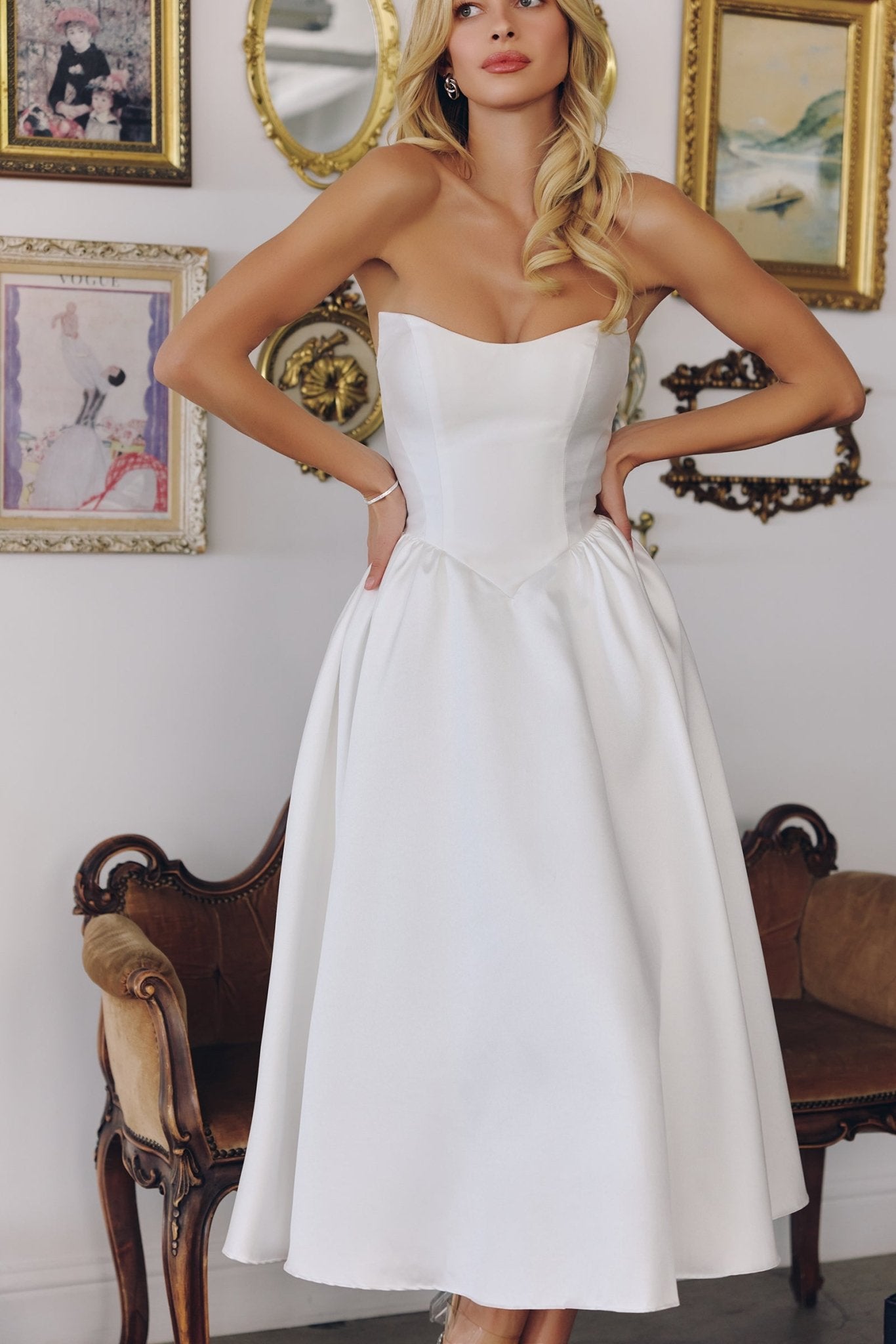 TINKA Lace - Up Mikado Midi Affordable Wedding Gown in Australia | One Honey Boutique