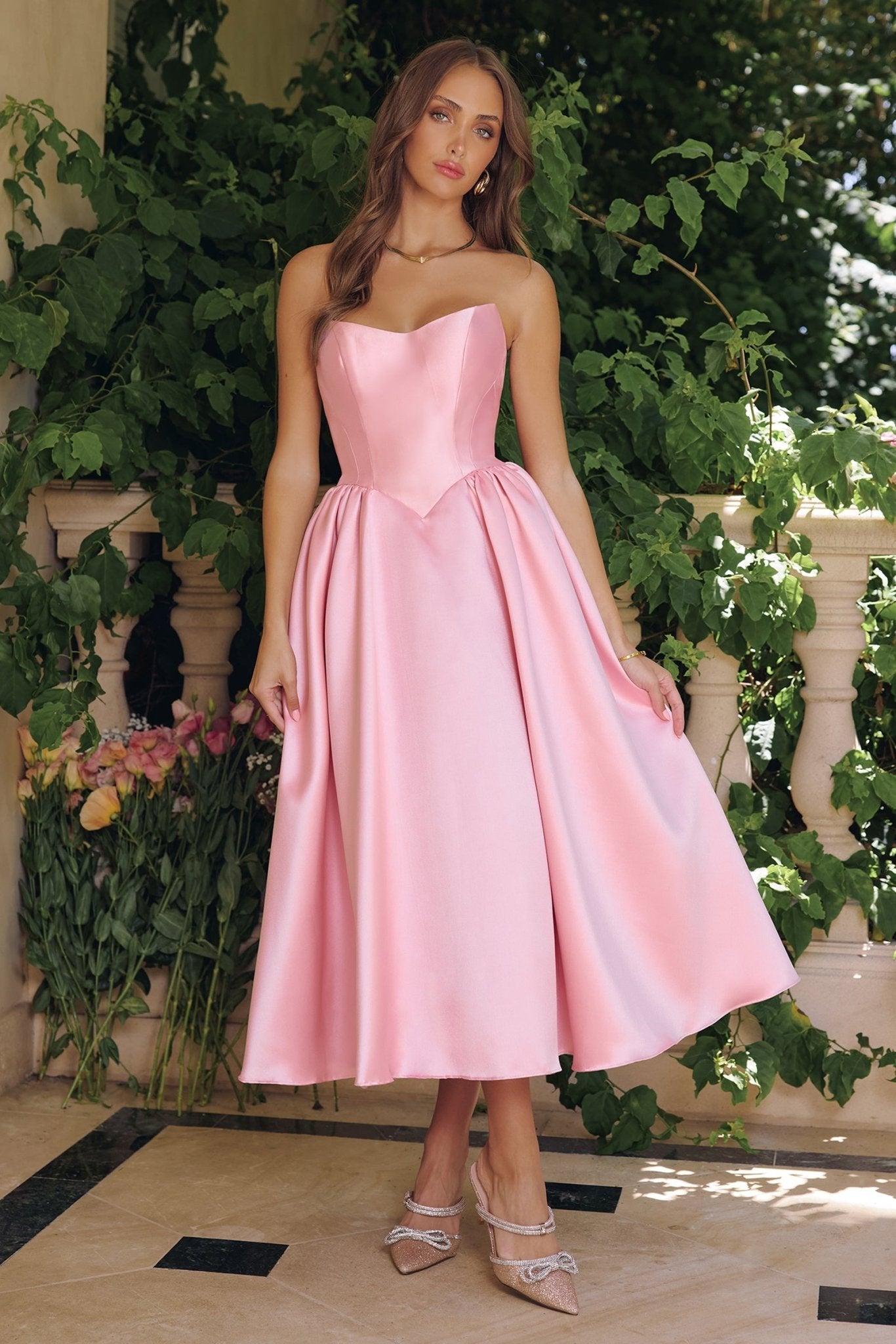 TINKA Lace - Up Mikado Midi Prom & Formal Dress in Australia | One Honey Boutique