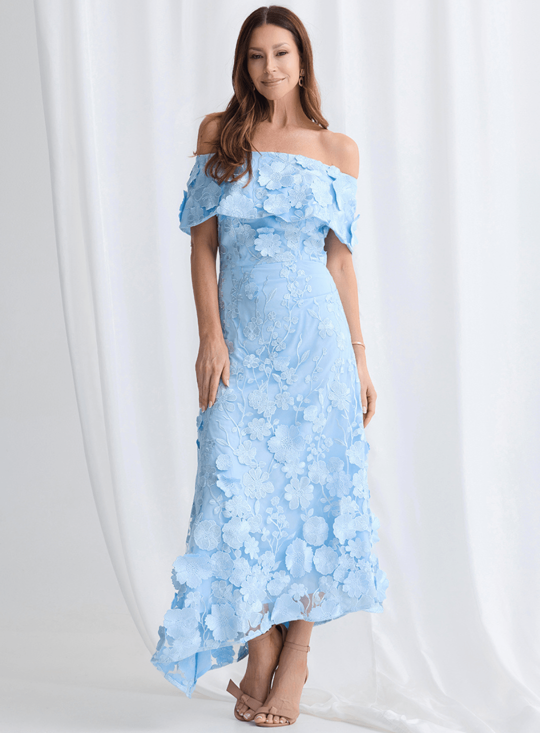Trellis Lane BENNI Off Shoulder Floral Maxi Mother of the Bride Dress in Australia | One Honey Boutique