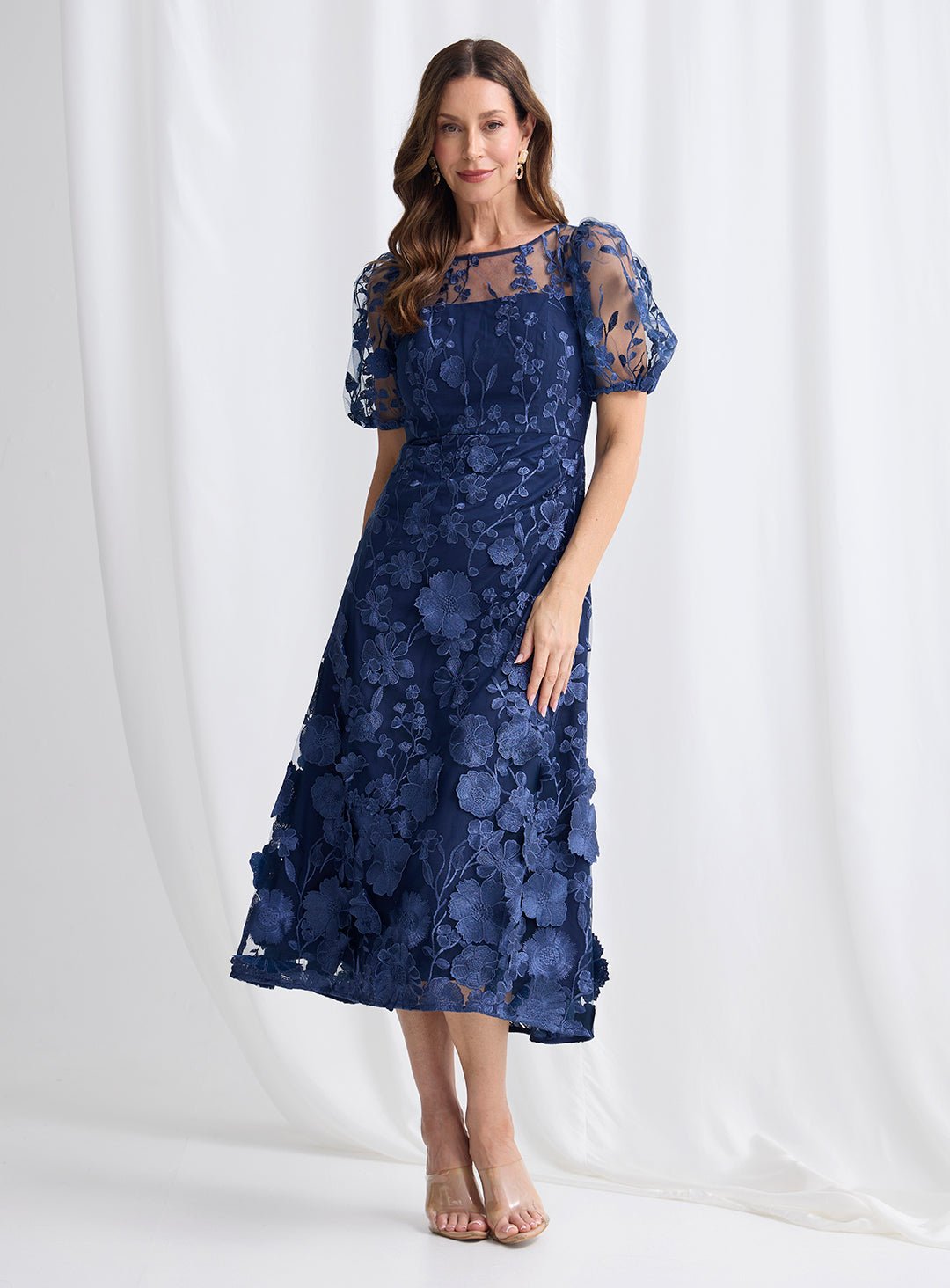 Trellis Lane LIZZIE Puff Sleeve Midi Mother of the Bride Dress in Australia | One Honey Boutique