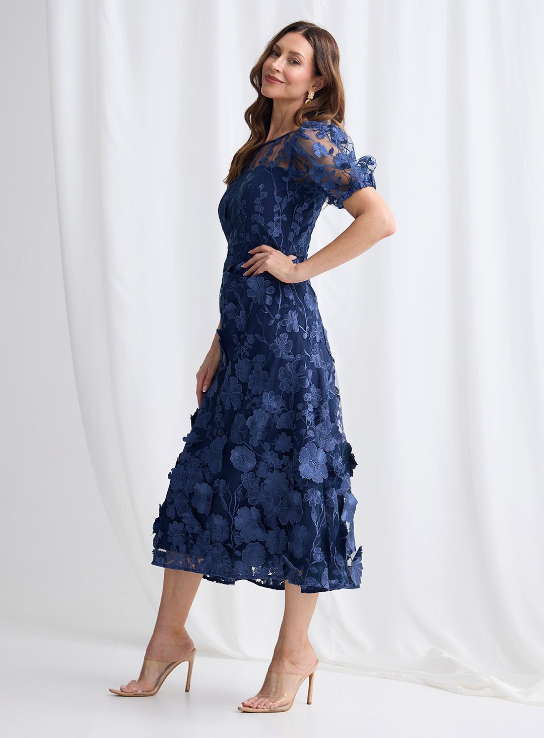 Trellis Lane LIZZIE Puff Sleeve Midi Mother of the Bride Dress in Australia | One Honey Boutique
