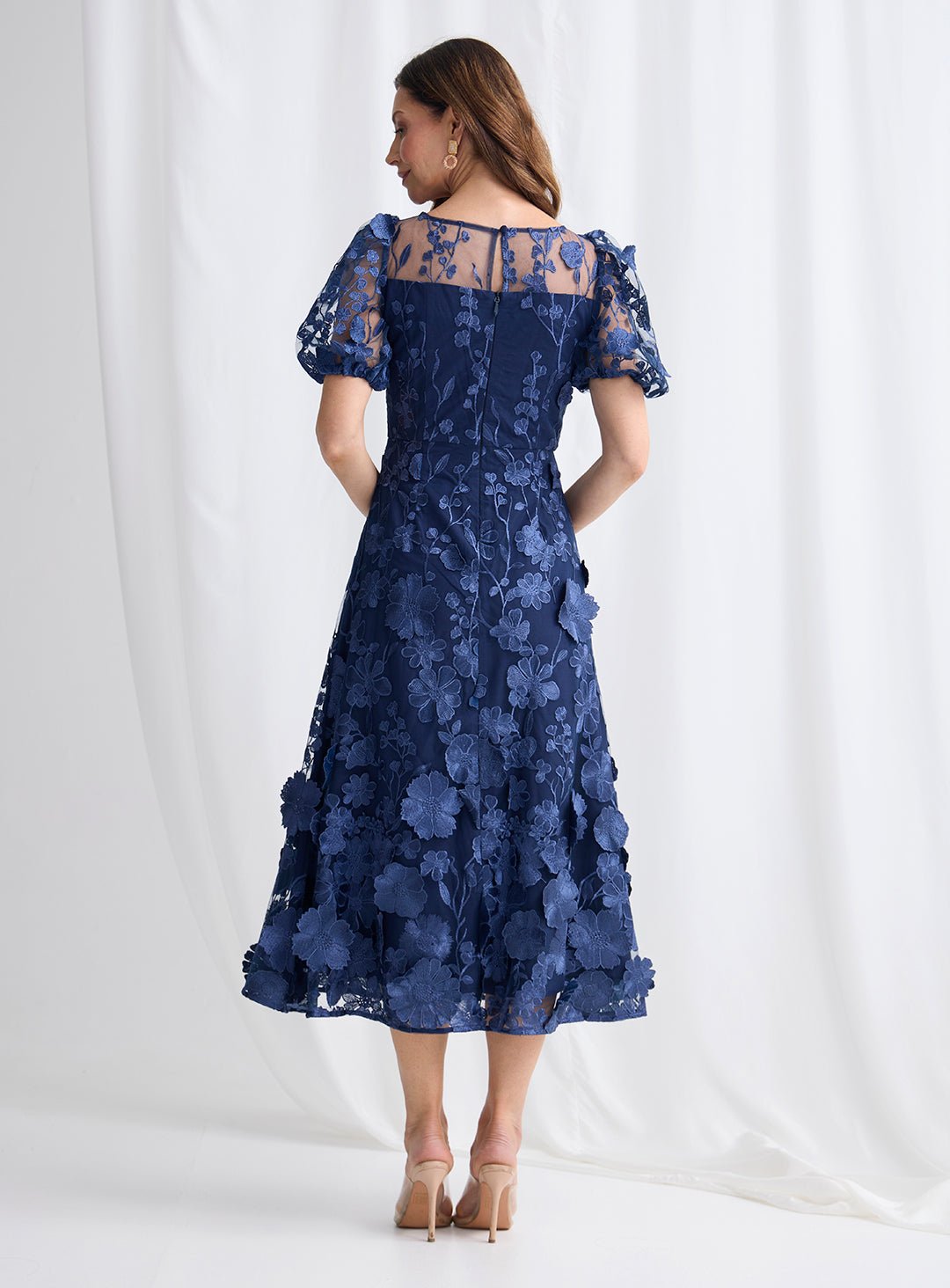 Trellis Lane LIZZIE Puff Sleeve Midi Mother of the Bride Dress in Australia | One Honey Boutique