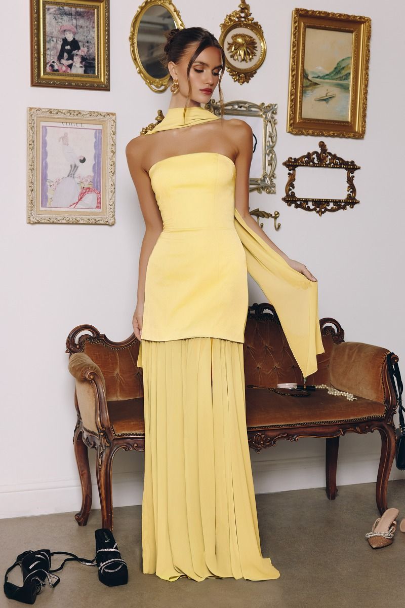 VALERIA Strapless Satin & Chiffon Fitted Prom & Formal Dress in Australia | One Honey Boutique