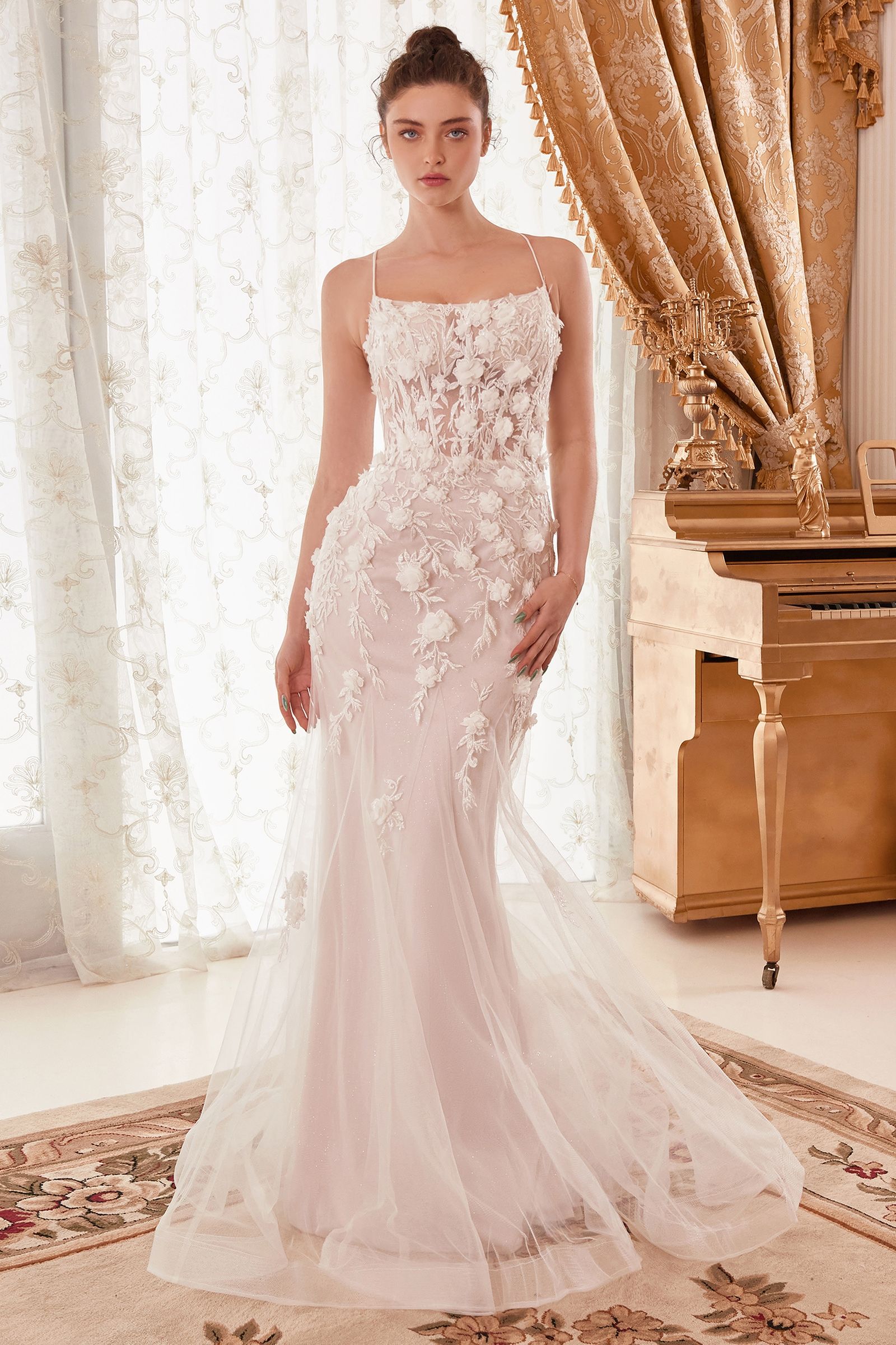 Divinity Bridal NADIA Floral Lace Organza Floral Overlay Wedding Dress