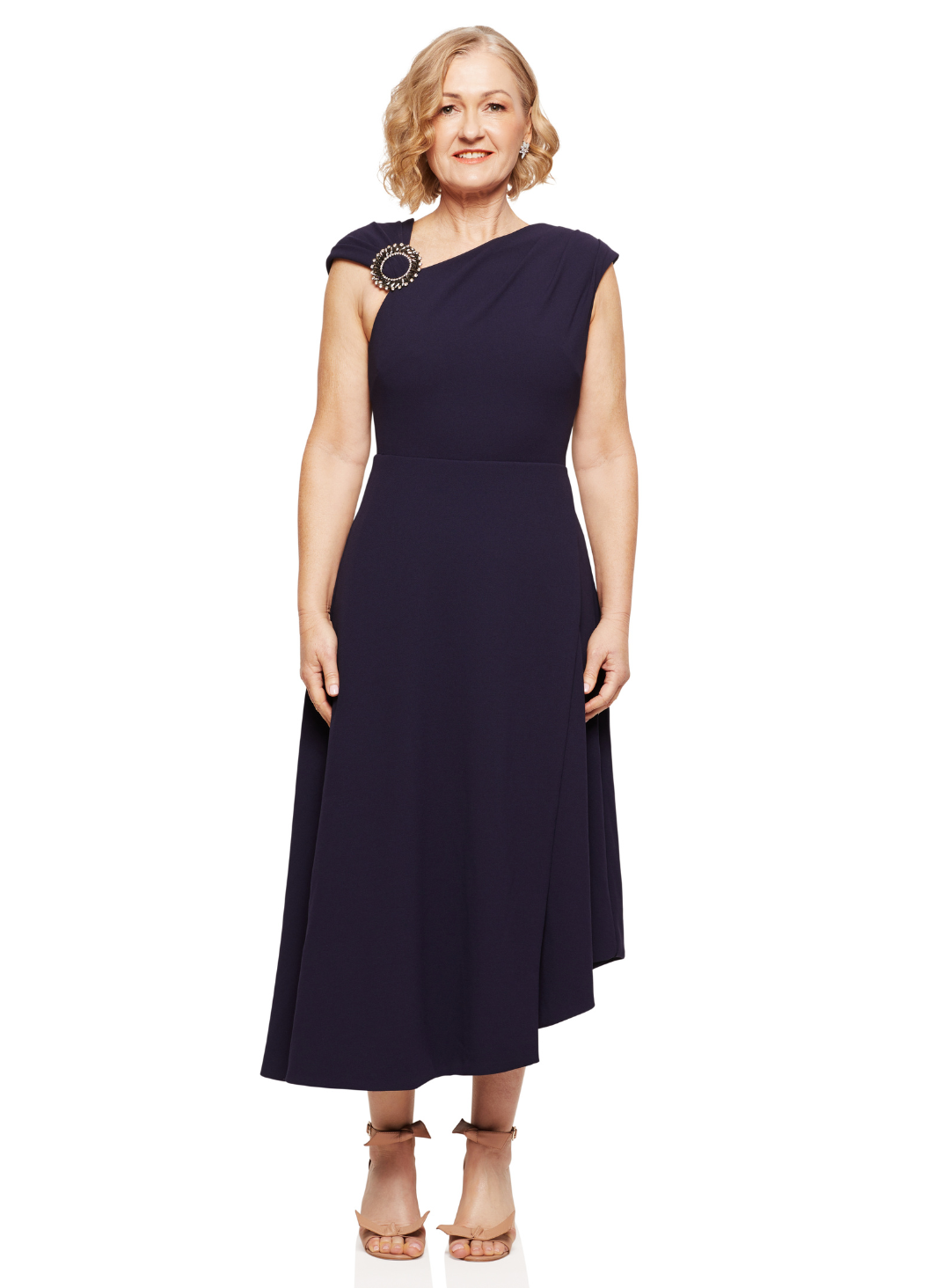 Trellis Lane ORIANA Asymmetric Flared Midi Cocktail & Event Dress