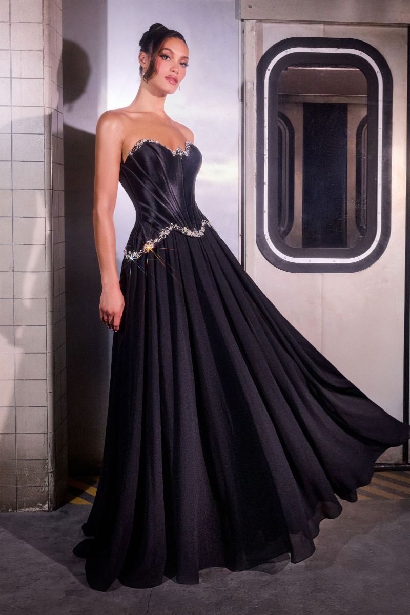 YVONNE Strapless Satin Corset Chiffon Ball Gown Formal Dress in Australia | One Honey Boutique