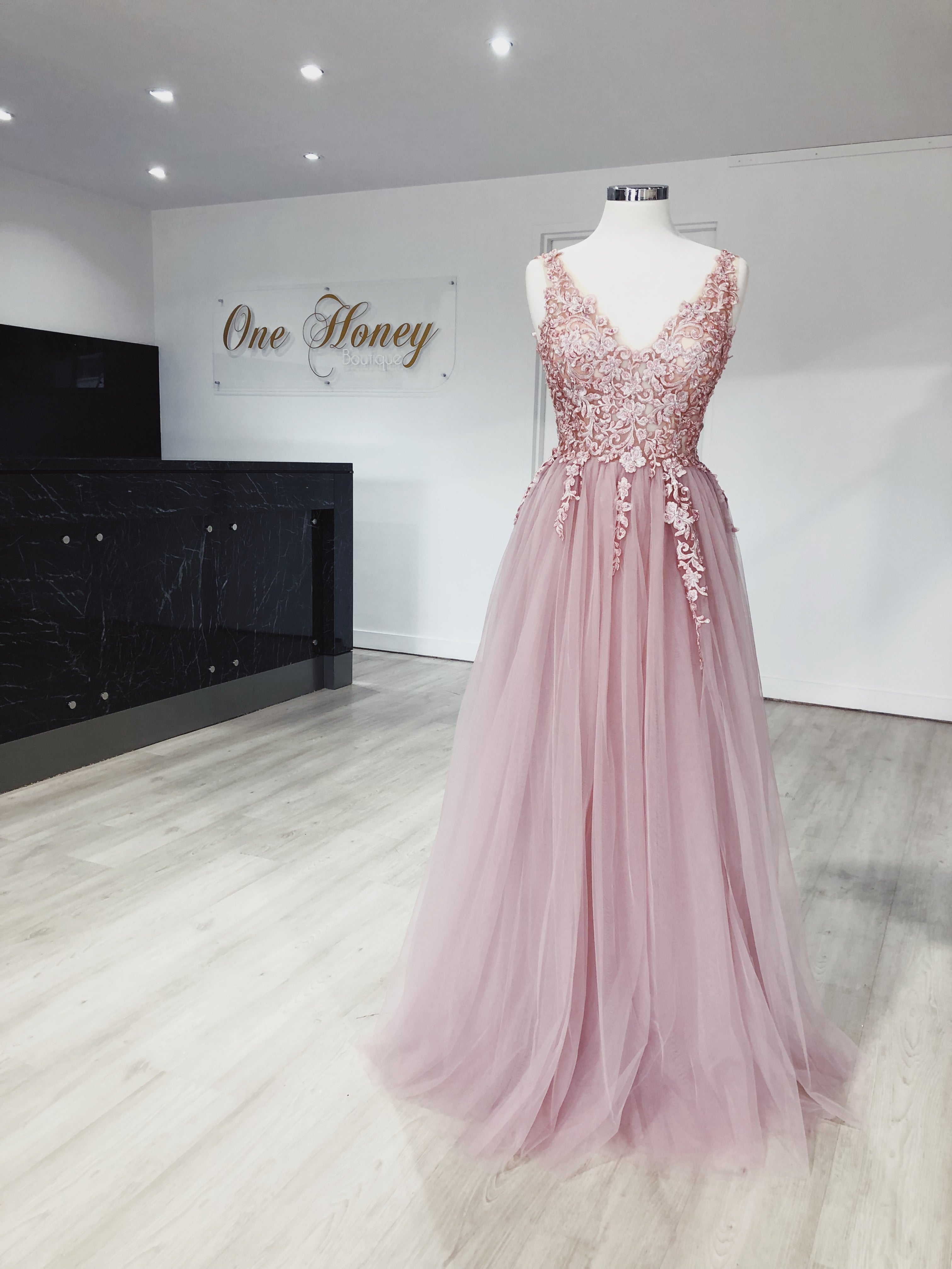Honey Couture SKYLAR 3D Flowers Tulle Formal Gown Dress Honey Couture Custom$ AfterPay Humm ZipPay LayBuy Sezzle