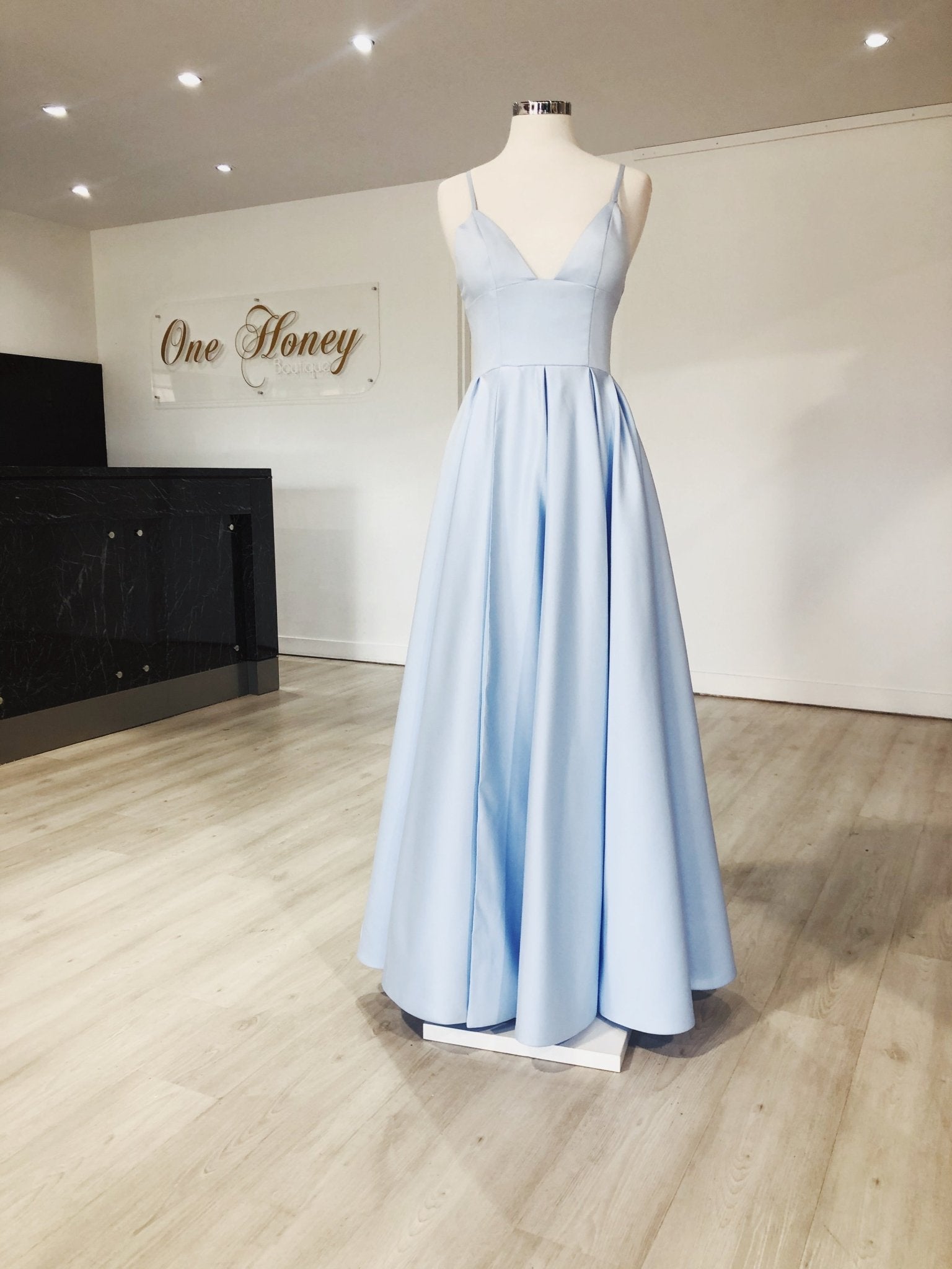 Honey Couture LANEY Triangle Top w Full Skirt Formal Dress in Australia | One Honey Boutique