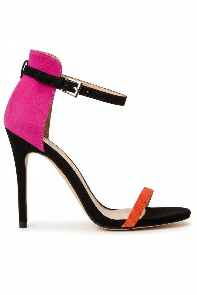Lipstik CRASH Orange Black & Fuchsia Pink Strappy High Heels in Australia | One Honey Boutique