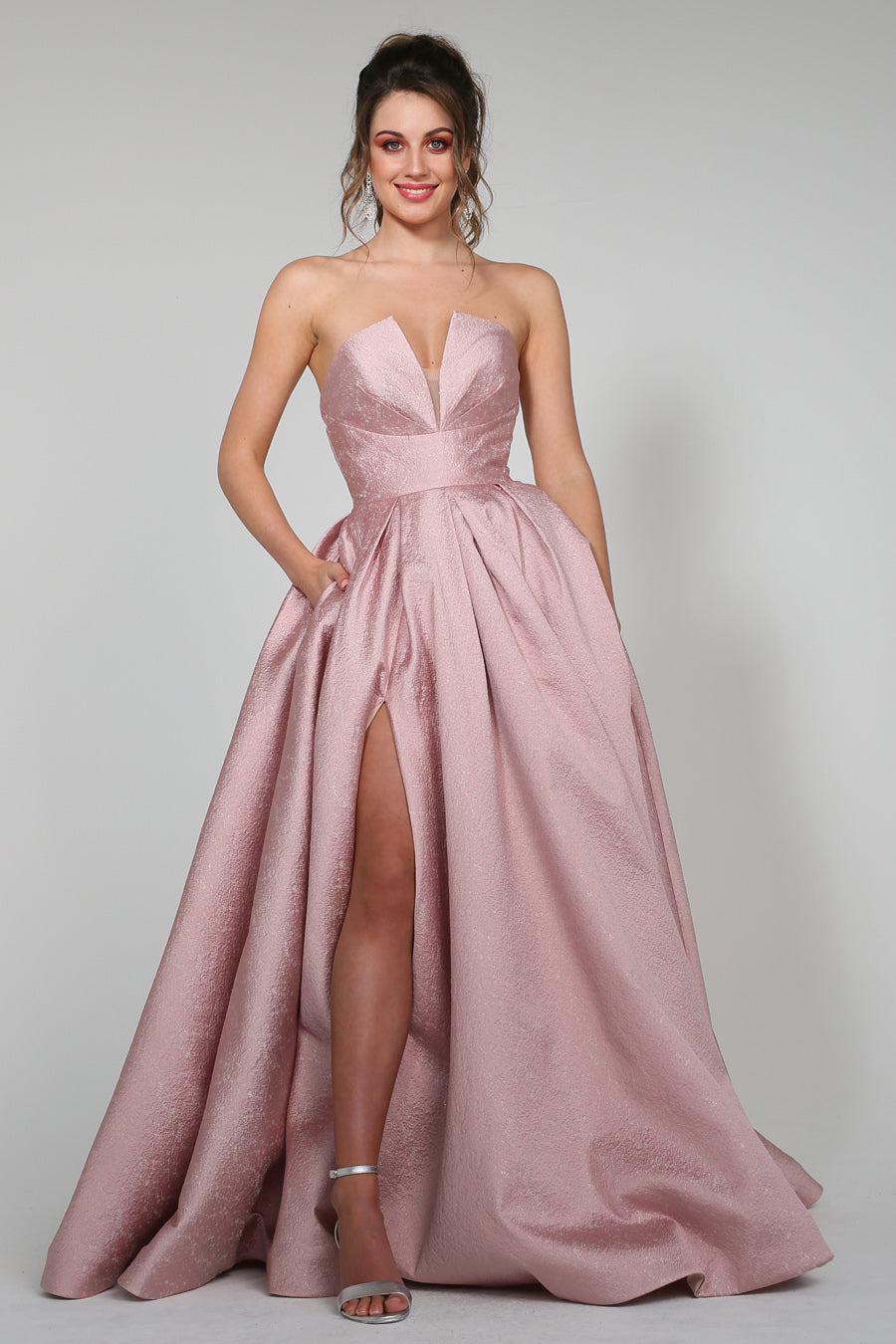 Tinaholy Couture TA611B Dusty Pink Strapless Ball Gown Formal Dress {vendor} AfterPay Humm ZipPay LayBuy Sezzle