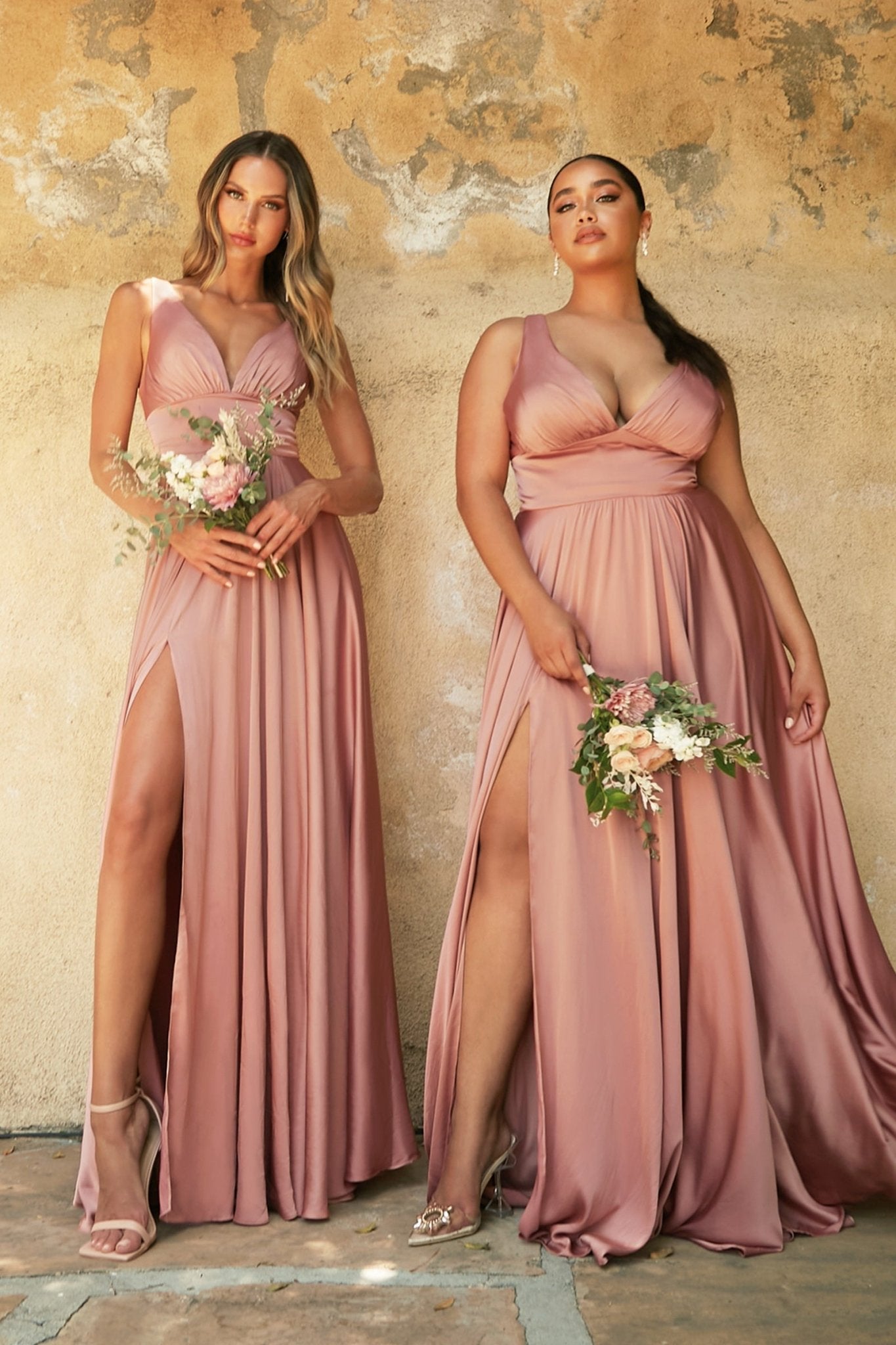 NELLIE Deep V Front Silky A Line Bridesmaid Formal Dress in Australia | One Honey Boutique